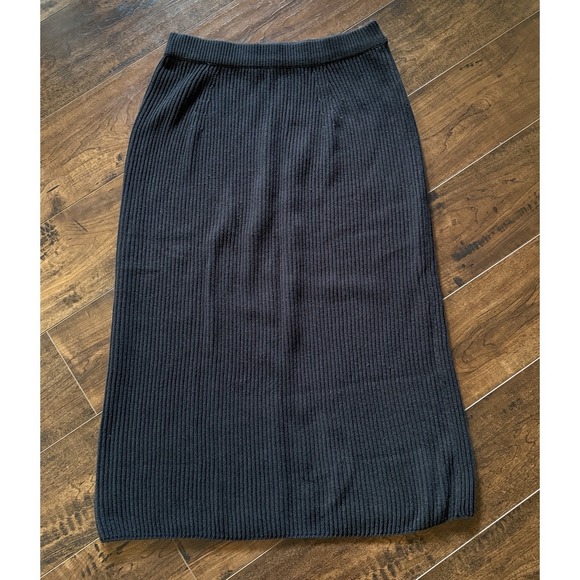 Everlane Dresses & Skirts - Everlane Organic Cotton Sweater Midi Skirt Women's Large Black Ribbed Knit NWOT